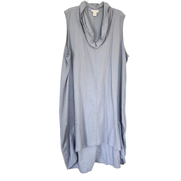 Cynthia Rowley Light Blue Linen Blend Sleeveless Cowl Neck Hi-Low Dress Size 3X - Picture 3 of 10